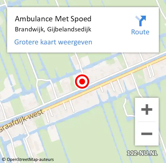 Locatie op kaart van de 112 melding: Ambulance Met Spoed Naar Brandwijk, Gijbelandsedijk op 27 december 2021 15:05