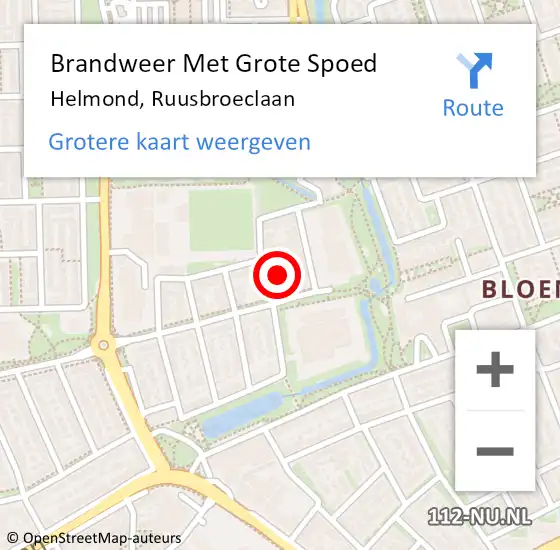 Locatie op kaart van de 112 melding: Brandweer Met Grote Spoed Naar Helmond, Ruusbroeclaan op 27 december 2021 15:15