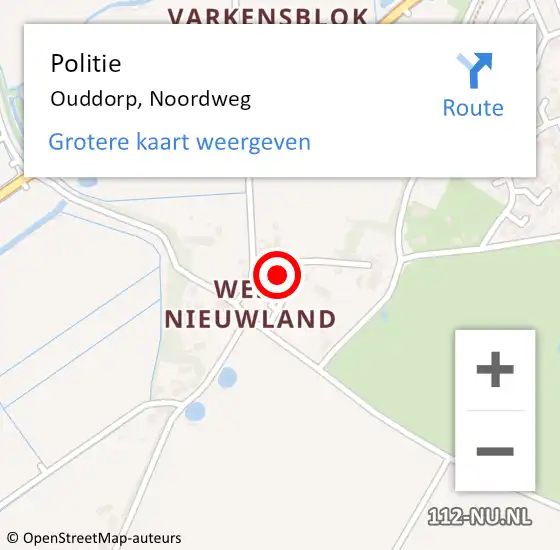 Locatie op kaart van de 112 melding: Politie Ouddorp, Noordweg op 27 december 2021 15:15