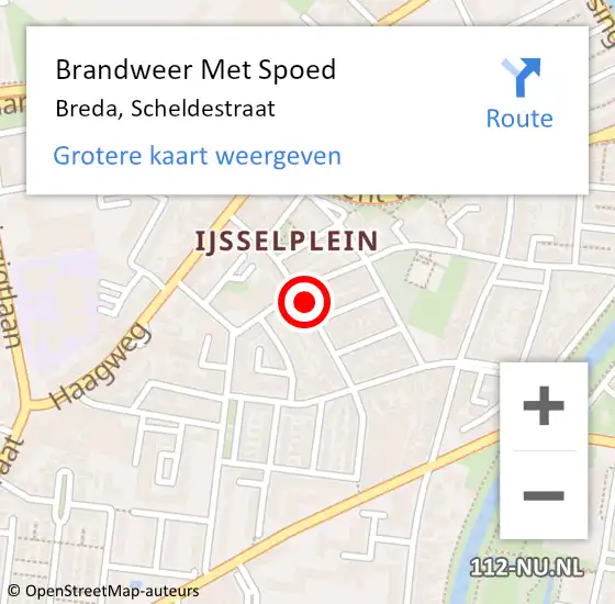 Locatie op kaart van de 112 melding: Brandweer Met Spoed Naar Breda, Scheldestraat op 27 december 2021 15:22