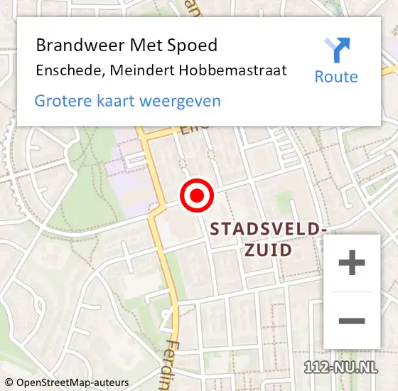 Locatie op kaart van de 112 melding: Brandweer Met Spoed Naar Enschede, Meindert Hobbemastraat op 27 december 2021 15:34