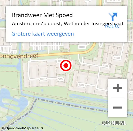 Locatie op kaart van de 112 melding: Brandweer Met Spoed Naar Amsterdam-Zuidoost, Wethouder Insingerstraat op 27 december 2021 15:38