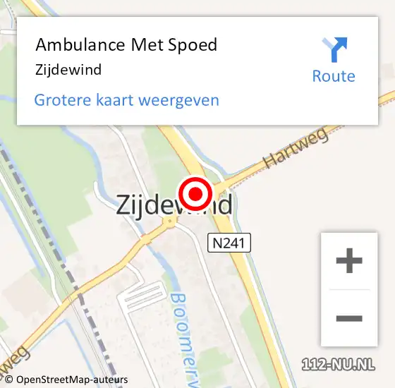 Locatie op kaart van de 112 melding: Ambulance Met Spoed Naar Zijdewind op 27 december 2021 15:42