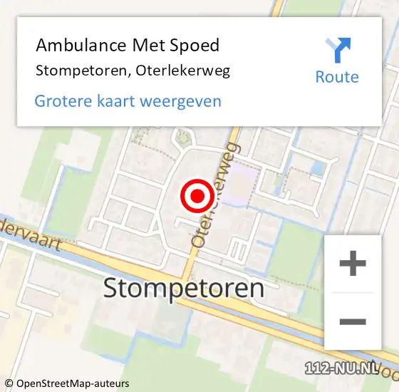 Locatie op kaart van de 112 melding: Ambulance Met Spoed Naar Stompetoren, Oterlekerweg op 27 december 2021 15:42