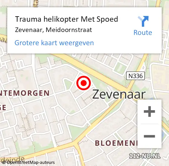 Locatie op kaart van de 112 melding: Trauma helikopter Met Spoed Naar Zevenaar, Meidoornstraat op 27 december 2021 16:07