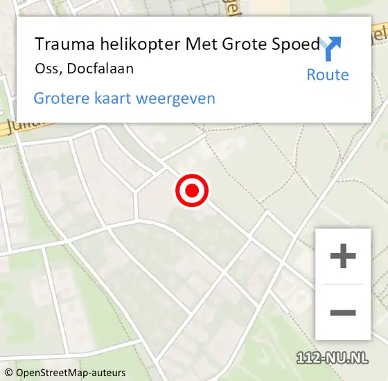 Locatie op kaart van de 112 melding: Trauma helikopter Met Grote Spoed Naar Oss, Docfalaan op 27 december 2021 16:13