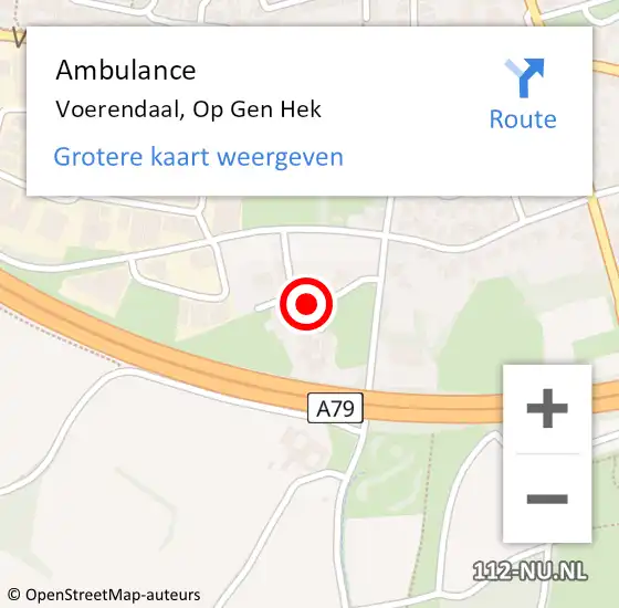 Locatie op kaart van de 112 melding: Ambulance Voerendaal, Op Gen Hek op 3 juli 2014 14:21