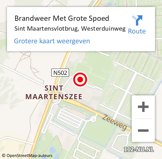 Locatie op kaart van de 112 melding: Brandweer Met Grote Spoed Naar Sint Maartensvlotbrug, Westerduinweg op 27 december 2021 16:36