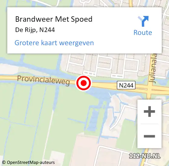 Locatie op kaart van de 112 melding: Brandweer Met Spoed Naar De Rijp, N244 op 3 juli 2014 14:23