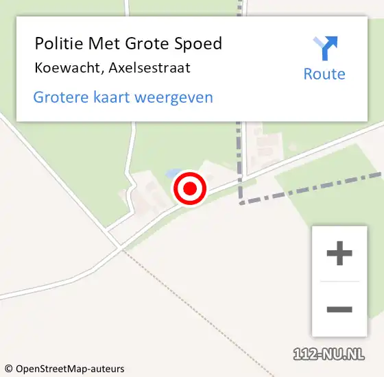 Locatie op kaart van de 112 melding: Politie Met Grote Spoed Naar Koewacht, Axelsestraat op 27 december 2021 16:41