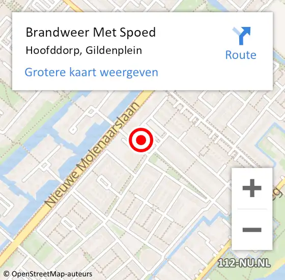 Locatie op kaart van de 112 melding: Brandweer Met Spoed Naar Hoofddorp, Gildenplein op 27 december 2021 16:57