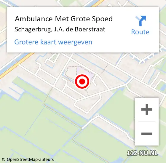 Locatie op kaart van de 112 melding: Ambulance Met Grote Spoed Naar Schagerbrug, J.A. de Boerstraat op 27 december 2021 17:06