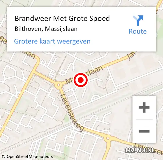 Locatie op kaart van de 112 melding: Brandweer Met Grote Spoed Naar Bilthoven, Massijslaan op 27 december 2021 17:10