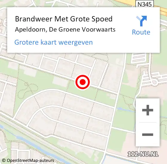 Locatie op kaart van de 112 melding: Brandweer Met Grote Spoed Naar Apeldoorn, De Groene Voorwaarts op 27 december 2021 17:39