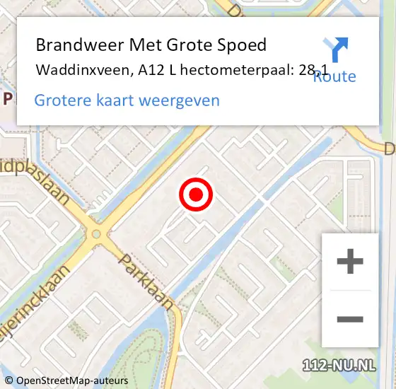 Locatie op kaart van de 112 melding: Brandweer Met Grote Spoed Naar Waddinxveen, A20 R hectometerpaal: 48,6 op 3 juli 2014 14:33