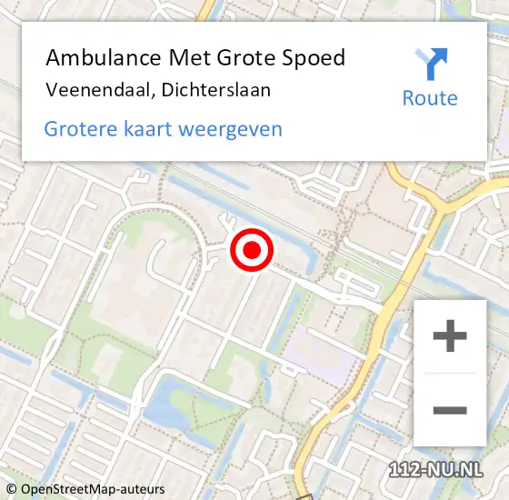 Locatie op kaart van de 112 melding: Ambulance Met Grote Spoed Naar Veenendaal, Dichterslaan op 27 december 2021 19:16