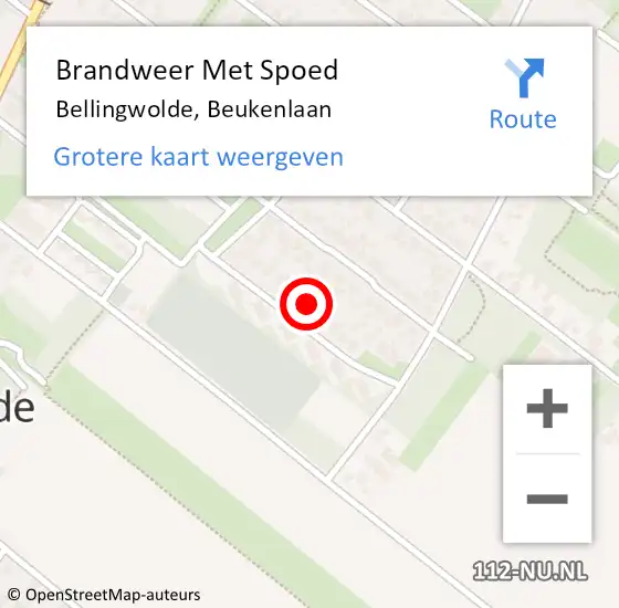 Locatie op kaart van de 112 melding: Brandweer Met Spoed Naar Bellingwolde, Beukenlaan op 27 december 2021 19:16