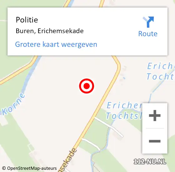 Locatie op kaart van de 112 melding: Politie Buren, Erichemsekade op 27 december 2021 19:31