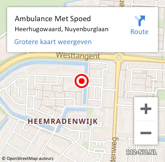 Locatie op kaart van de 112 melding: Ambulance Met Spoed Naar Heerhugowaard, Nuyenburglaan op 27 december 2021 19:35