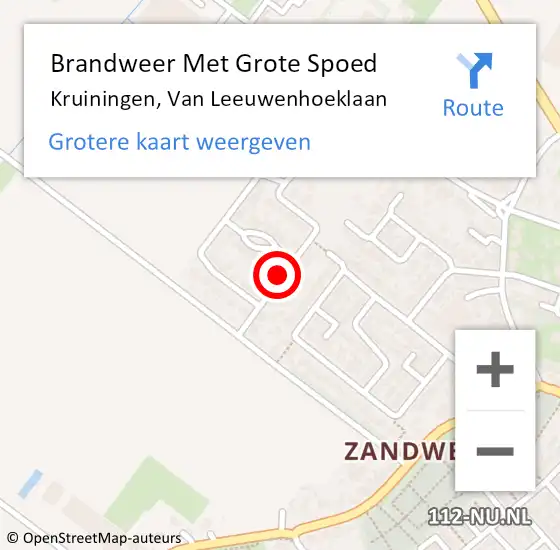 Locatie op kaart van de 112 melding: Brandweer Met Grote Spoed Naar Kruiningen, Van Leeuwenhoeklaan op 27 december 2021 19:41