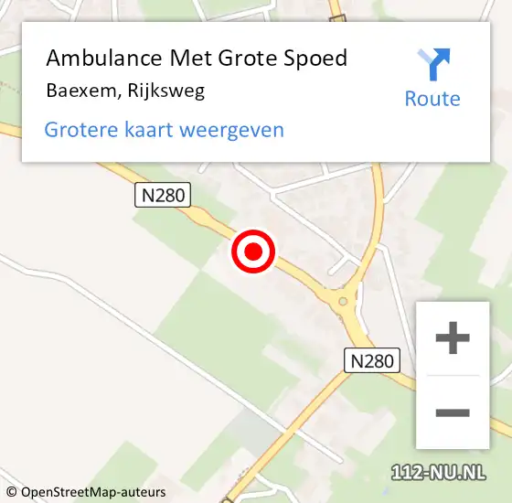 Locatie op kaart van de 112 melding: Ambulance Met Grote Spoed Naar Baexem, Rijksweg op 3 juli 2014 14:40