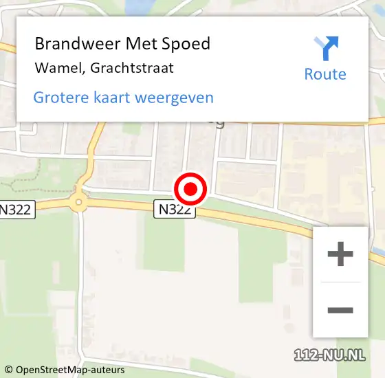 Locatie op kaart van de 112 melding: Brandweer Met Spoed Naar Wamel, Grachtstraat op 27 december 2021 19:48