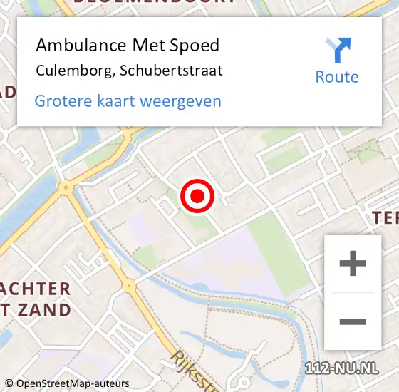 Locatie op kaart van de 112 melding: Ambulance Met Spoed Naar Culemborg, Schubertstraat op 27 december 2021 19:52