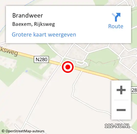 Locatie op kaart van de 112 melding: Brandweer Baexem, Rijksweg op 3 juli 2014 14:43