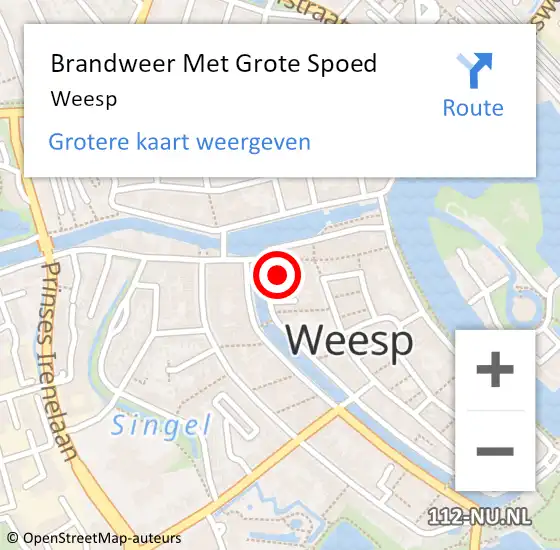 Locatie op kaart van de 112 melding: Brandweer Met Grote Spoed Naar Weesp op 27 december 2021 20:24