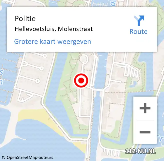 Locatie op kaart van de 112 melding: Politie Hellevoetsluis, Molenstraat op 27 december 2021 20:26