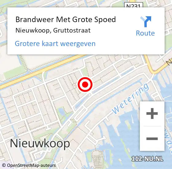 Locatie op kaart van de 112 melding: Brandweer Met Grote Spoed Naar Nieuwkoop, Gruttostraat op 27 december 2021 20:29