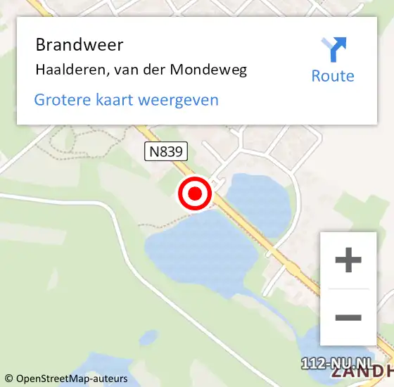 Locatie op kaart van de 112 melding: Brandweer Haalderen, van der Mondeweg op 27 december 2021 20:45