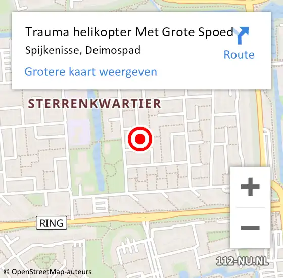 Locatie op kaart van de 112 melding: Trauma helikopter Met Grote Spoed Naar Spijkenisse, Deimospad op 27 december 2021 20:58