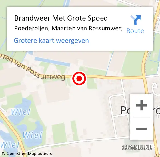 Locatie op kaart van de 112 melding: Brandweer Met Grote Spoed Naar Poederoijen, Maarten van Rossumweg op 27 december 2021 21:03