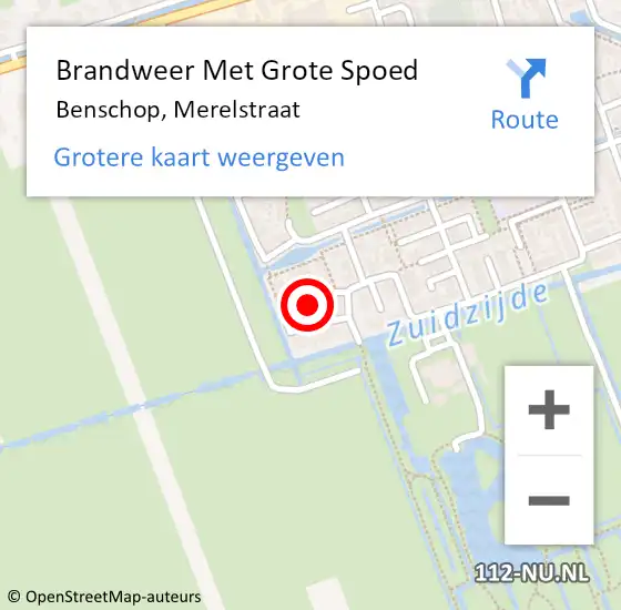 Locatie op kaart van de 112 melding: Brandweer Met Grote Spoed Naar Benschop, Merelstraat op 27 december 2021 21:11