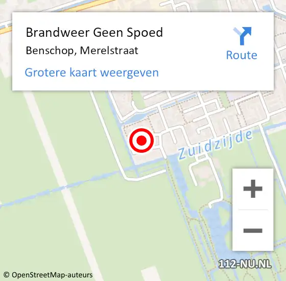 Locatie op kaart van de 112 melding: Brandweer Geen Spoed Naar Benschop, Merelstraat op 27 december 2021 21:15