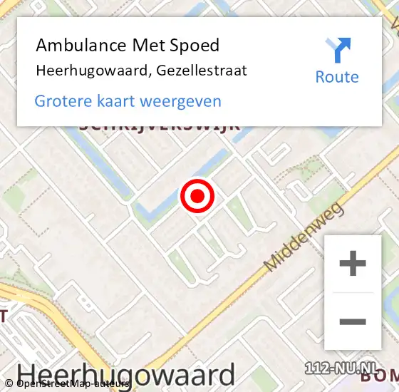 Locatie op kaart van de 112 melding: Ambulance Met Spoed Naar Heerhugowaard, Gezellestraat op 27 december 2021 21:15