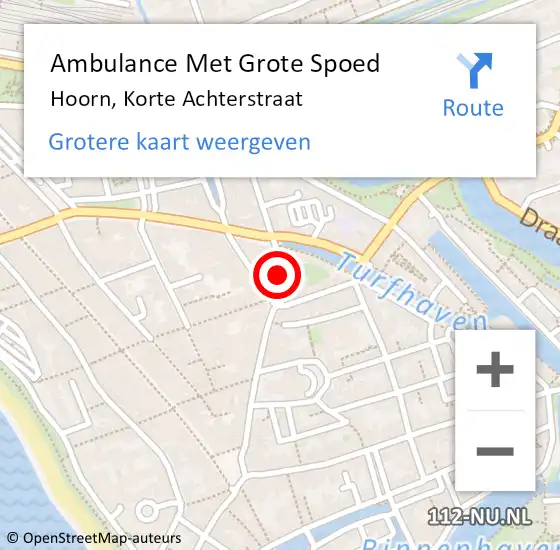 Locatie op kaart van de 112 melding: Ambulance Met Grote Spoed Naar Hoorn, Korte Achterstraat op 27 december 2021 21:19