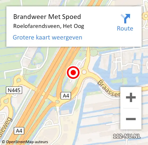 Locatie op kaart van de 112 melding: Brandweer Met Spoed Naar Roelofarendsveen, Het Oog op 27 december 2021 21:57