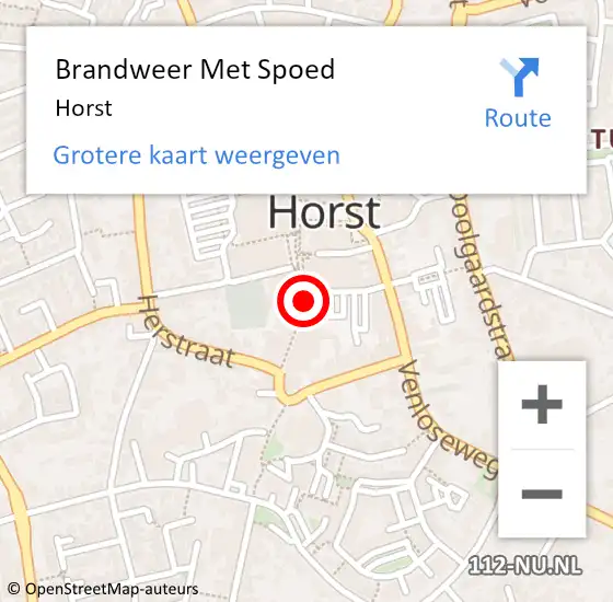 Locatie op kaart van de 112 melding: Brandweer Met Spoed Naar Horst op 27 december 2021 22:03