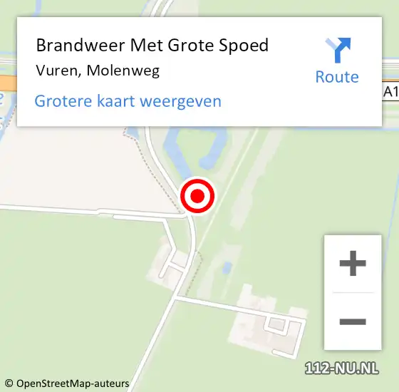 Locatie op kaart van de 112 melding: Brandweer Met Grote Spoed Naar Vuren, Molenweg op 27 december 2021 23:05