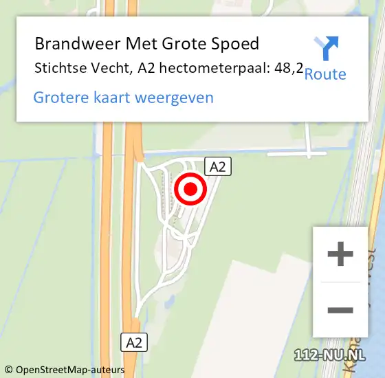 Locatie op kaart van de 112 melding: Brandweer Met Grote Spoed Naar Stichtse Vecht, A2 hectometerpaal: 48,2 op 27 december 2021 23:06