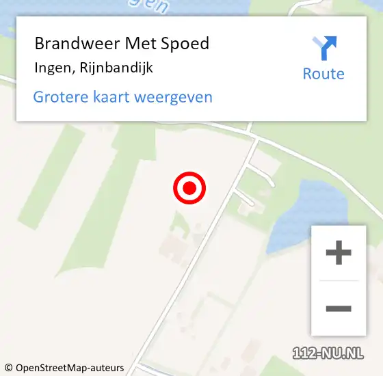 Locatie op kaart van de 112 melding: Brandweer Met Spoed Naar Ingen, Rijnbandijk op 27 december 2021 23:13