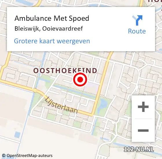 Locatie op kaart van de 112 melding: Ambulance Met Spoed Naar Bleiswijk, Ooievaardreef op 27 december 2021 23:27