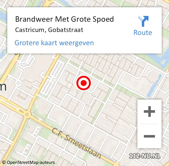 Locatie op kaart van de 112 melding: Brandweer Met Grote Spoed Naar Castricum, Gobatstraat op 27 december 2021 23:30
