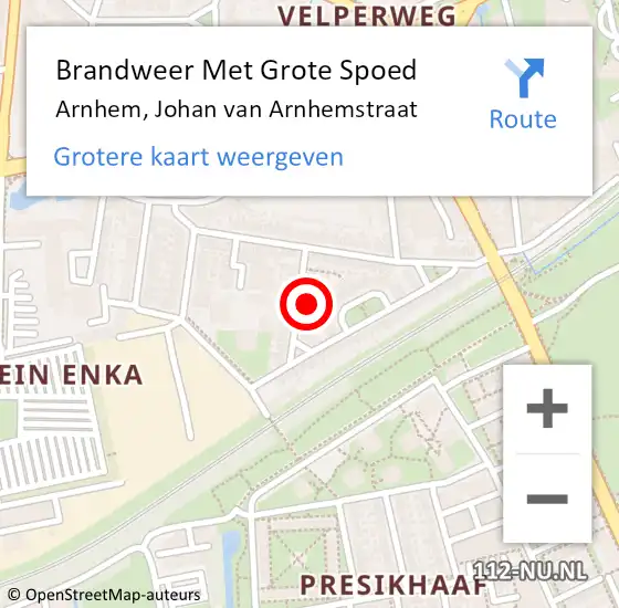Locatie op kaart van de 112 melding: Brandweer Met Grote Spoed Naar Arnhem, Johan van Arnhemstraat op 27 december 2021 23:31