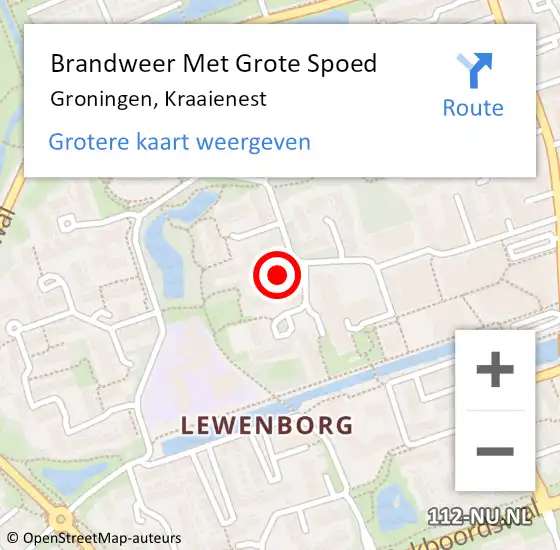 Locatie op kaart van de 112 melding: Brandweer Met Grote Spoed Naar Groningen, Kraaienest op 27 december 2021 23:43