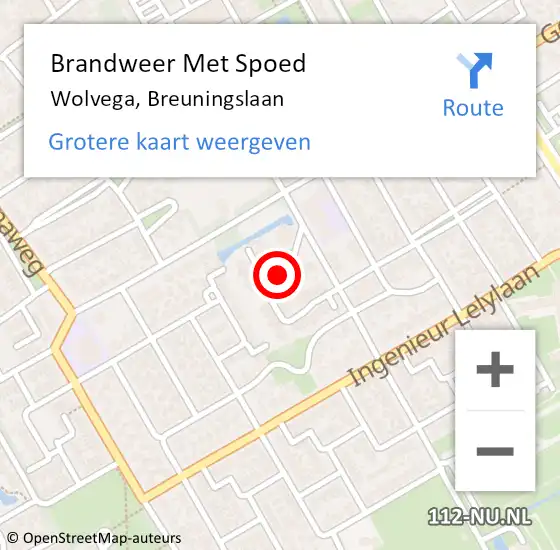 Locatie op kaart van de 112 melding: Brandweer Met Spoed Naar Wolvega, Breuningslaan op 27 december 2021 23:53