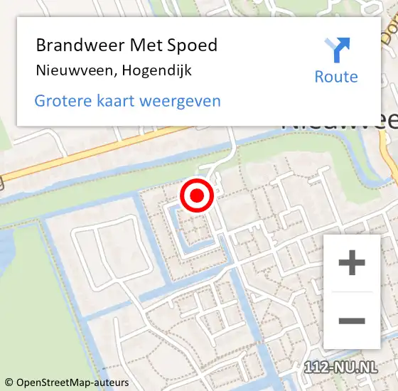 Locatie op kaart van de 112 melding: Brandweer Met Spoed Naar Nieuwveen, Hogendijk op 27 december 2021 23:59