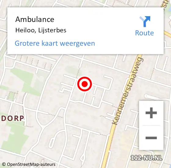 Locatie op kaart van de 112 melding: Ambulance Heiloo, Lijsterbes op 28 december 2021 00:11